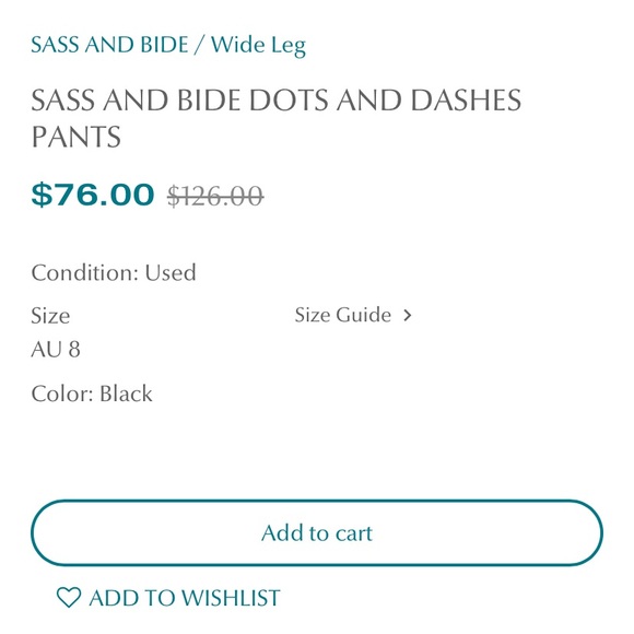 Sass and Bide Wide Leg Pant 2 - Picture 6 of 6